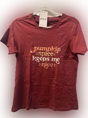 Pact Women's Pumpkin Spice Keeps Me Nice Short Sleeve Tee - Burgundy